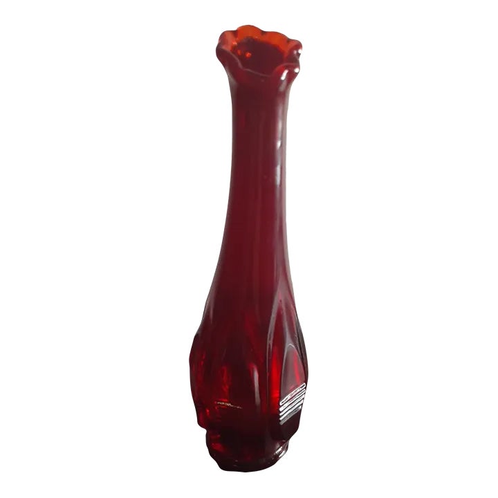 1970s Fenton Ruby Red Swung Vase Chairish