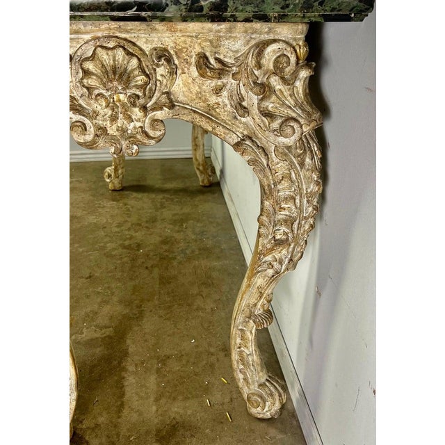 French Carved Louis XV Style Console With Marble Top For Sale - Image 15 of 16