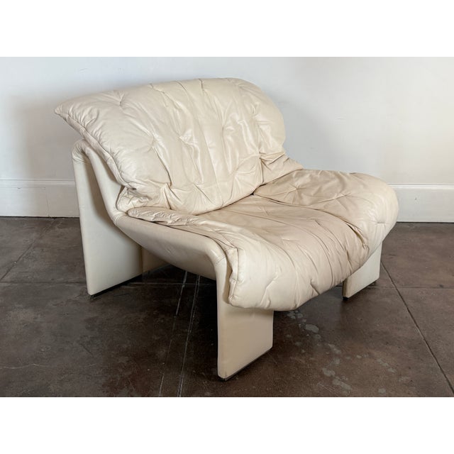 Beige Vintage 1970s Swiss Leather Chair For Sale - Image 8 of 12