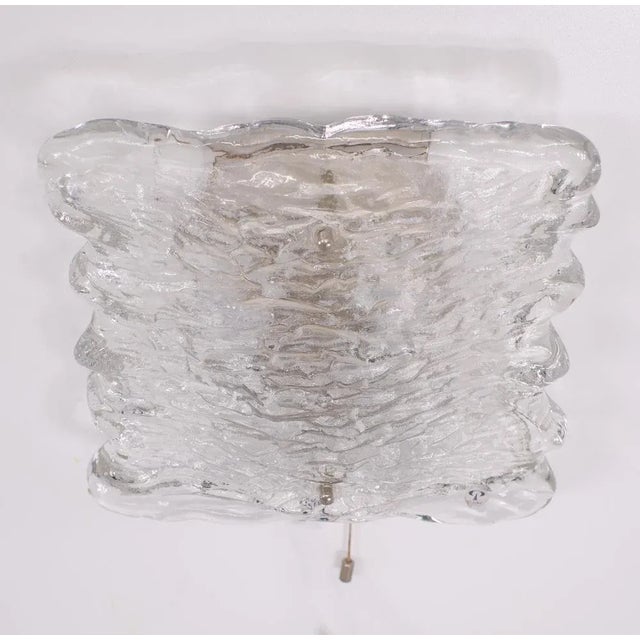 Very nice signed Peil & Putzler Wall lamp, thick cut Glass shade. Metal armature holding 2 small socket bulbs. Pull down...