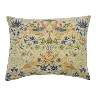 Strawberry Thief Natural Tapestry Cushion With Feather Filler - 33x46cm (15"x18") For Sale