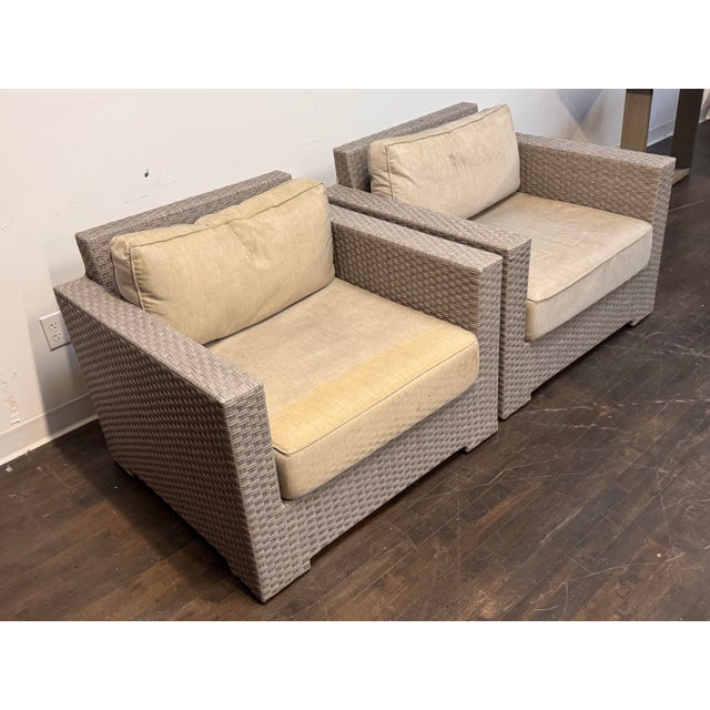 Crate & Barrel Outdoor Lounge Arm Chairs, Pair For Sale - Image 9 of 12