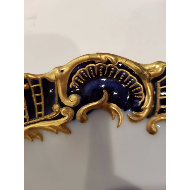 Shabby Chic Cobalt Blue and Gilt Decorated Cherub Plates - a Pair For Sale - Image 3 of 9