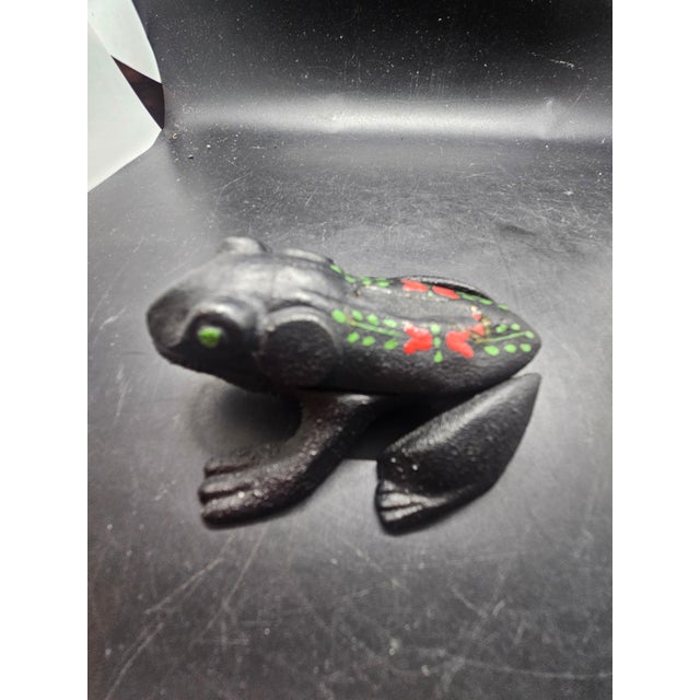 Wilton Vintage Cast Iron Black Frog Match Safe Trinket Box Hinged For Sale In Washington DC - Image 6 of 7