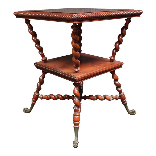 Victorian Carved 2-Tier Lamp Table For Sale