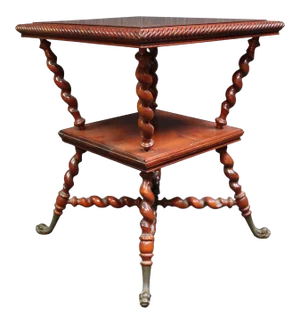 Victorian Carved 2-Tier Lamp Table
