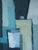 Mid-Century Modern 'Bottles in Blue Geometry' Vintage Swedish Cubist Still Life Oil Painting, Framed For Sale - Image 11 of 13