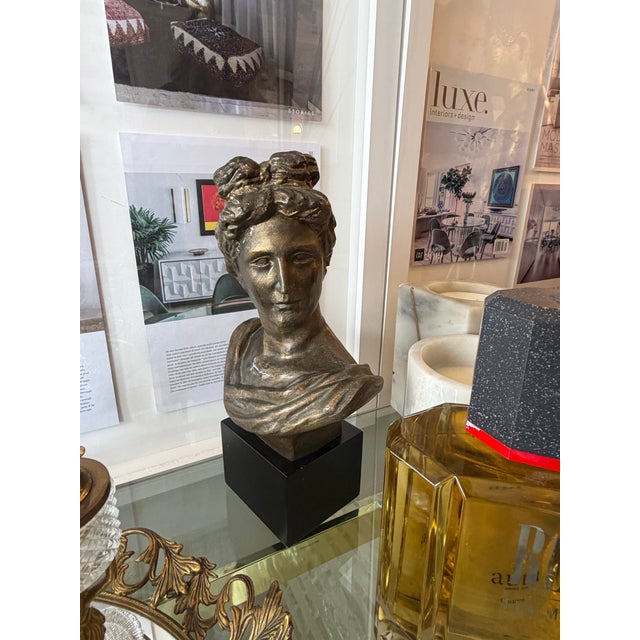 Bronze Neoclassic Style Bronze Female Bust Sculpture For Sale - Image 8 of 10