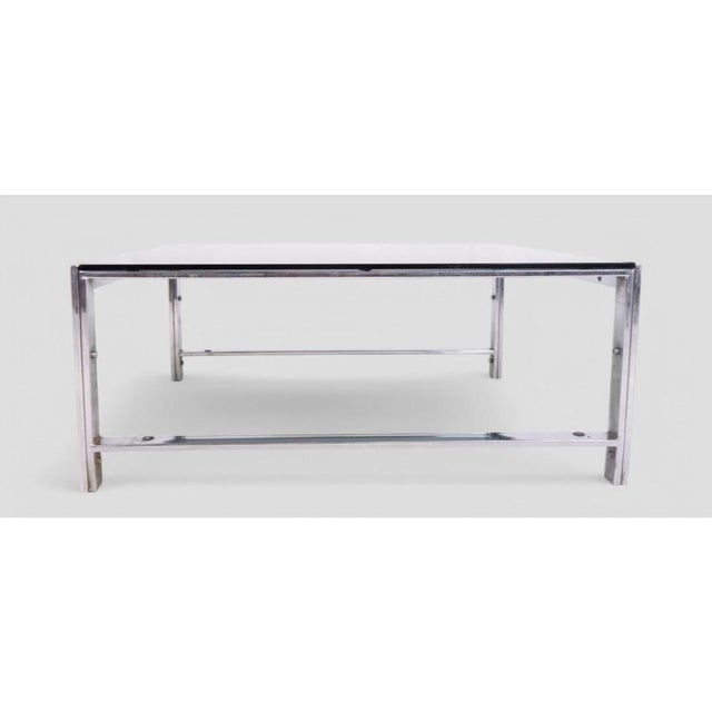 Vintage Coffee Table in Chrome Metal and Smoked Glass, 1970s For Sale - Image 6 of 7