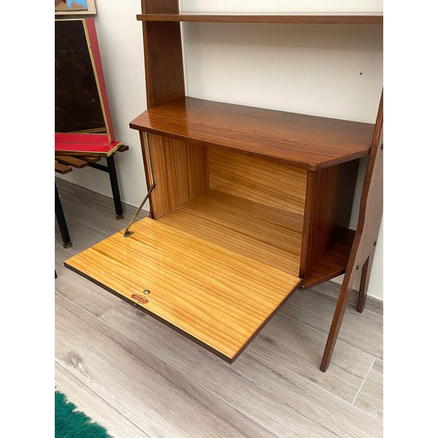 Mid-Century Modern Bookcase with Drop-Leaf Door Cabinet, 1960s For Sale - Image 3 of 17