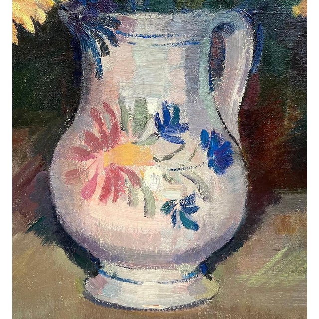 Fernand Blondin, Flowers in a Pitcher, Oil on Canvas For Sale - Image 4 of 13