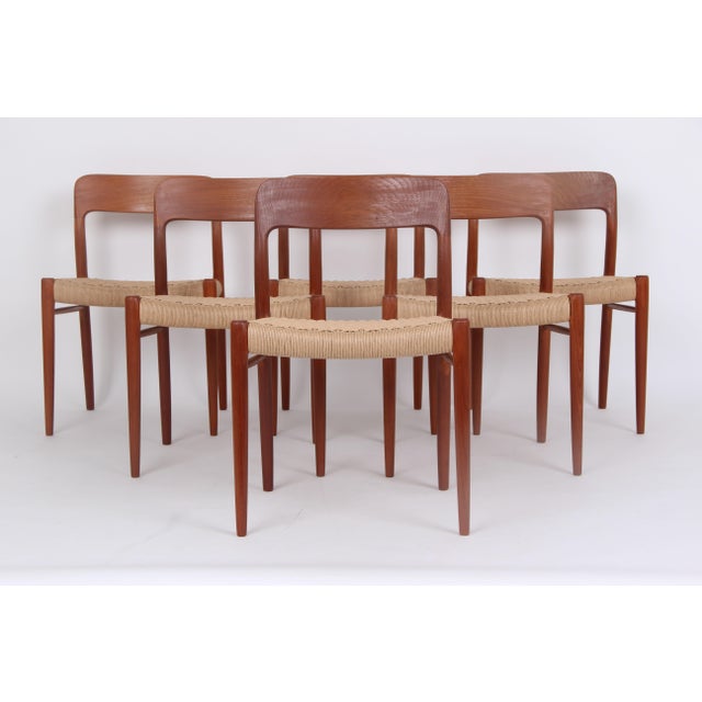 Model No. 75 Chairs in Teak Wood with Cane Seats by Niels Otto Møller for J.L. Møllers, 1960s, Set of 6 For Sale - Image 11 of 11