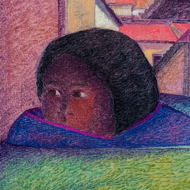 "Woman With Child" by Ernesto Gutierrez Oil on Canvas For Sale - Image 4 of 7