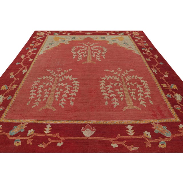 Traditional Antique Oushak Rug in Red With Floral Medallions, From Rug & Kilim For Sale - Image 3 of 7