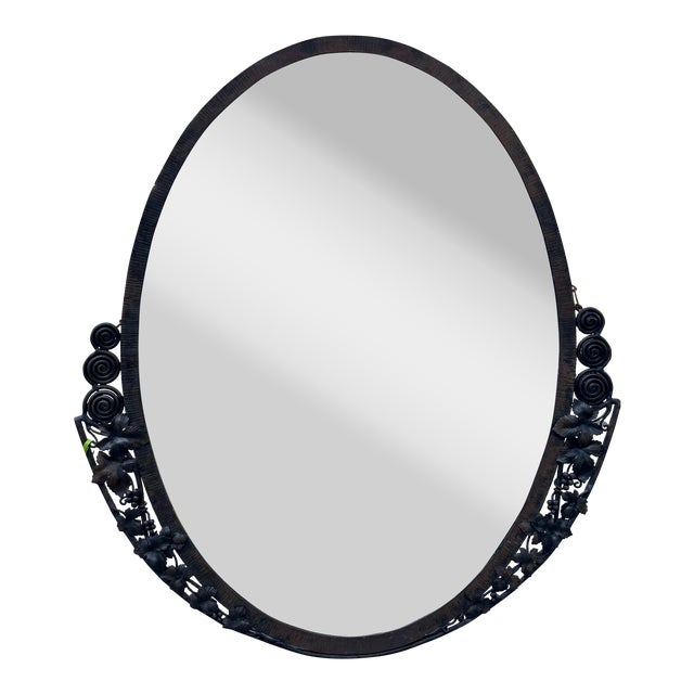 Art Deco Wrought Iron Edgar Brandt Style Mirror For Sale
