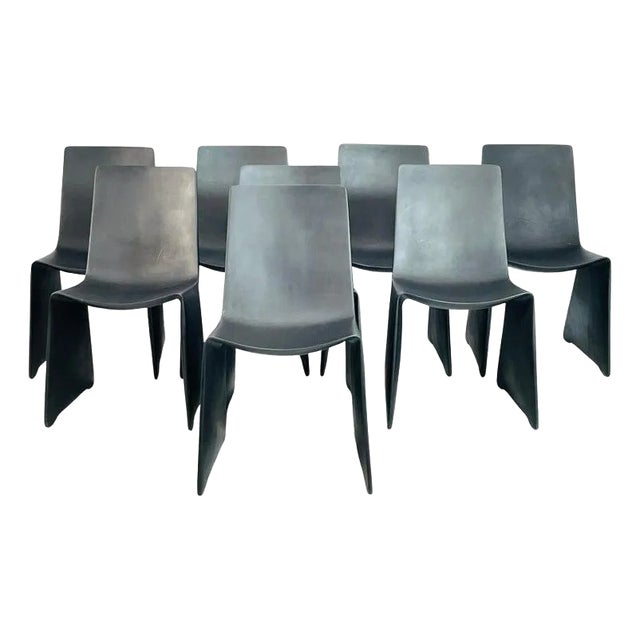 Eight "Positano" Black Foundry Dining Chairs in the Style of Patrick Naggar For Sale