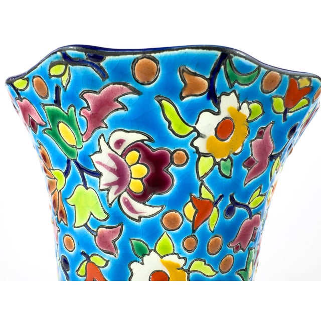 Longwy Vintage Longwy Enamelled Ceramic Vase, France, Mid-20th Century For Sale - Image 4 of 12