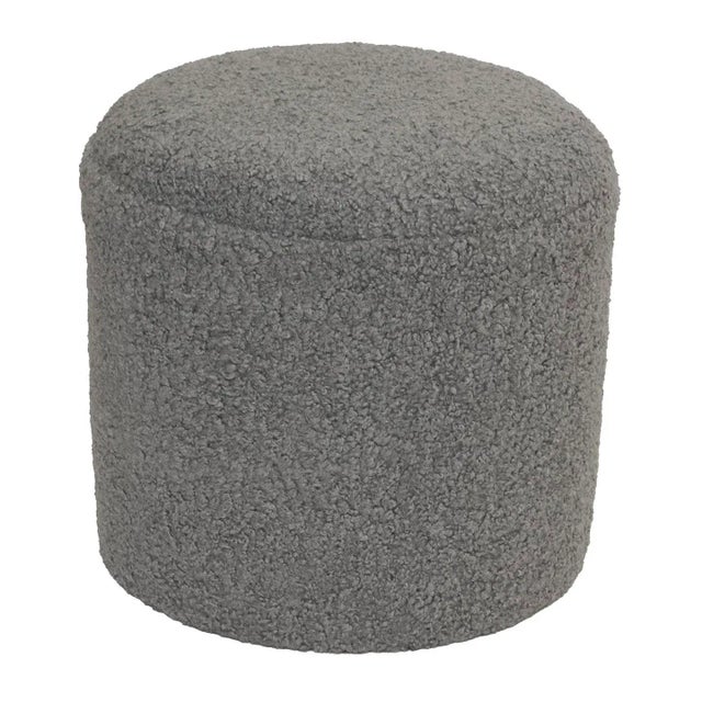 Limited Edition Custom Modern Pouf in Grey Faux Shearling For Sale In New York - Image 6 of 7