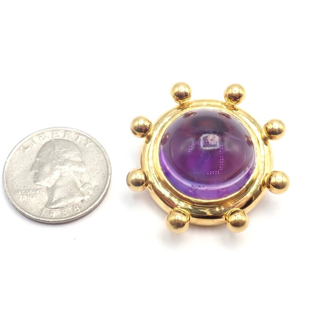 Metal 1980s Tiffany & Co. Paloma Picasso Yellow Gold Large Amethyst Pin Brooch For Sale - Image 7 of 7