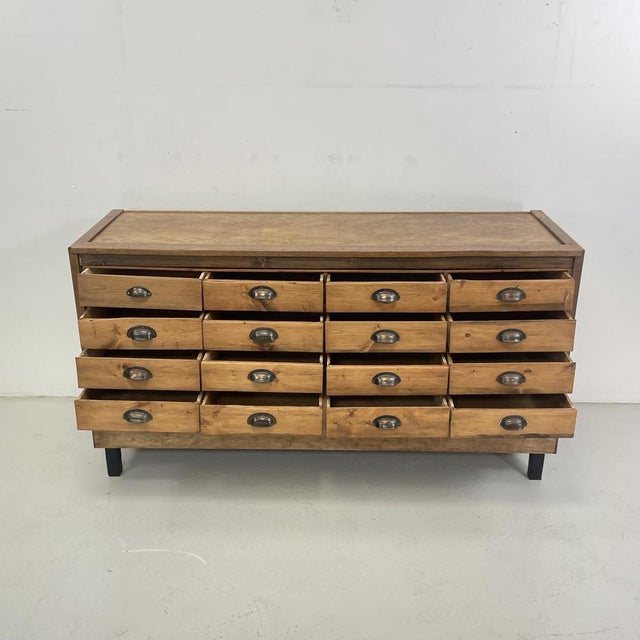 Wood 16 Drawer Shop Counter, 1930s For Sale - Image 7 of 11