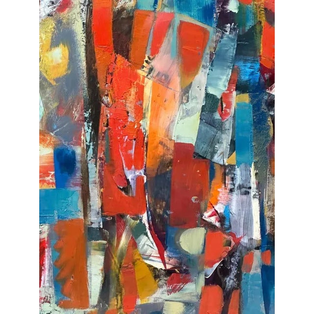 Orange Colourful Red, Blue and Yellow Abstract Painting by Vahan Yervadyan For Sale - Image 8 of 12