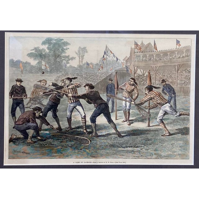 1884 Original Engraving of the Game of Lacrosse by Hall, Framed Chairish