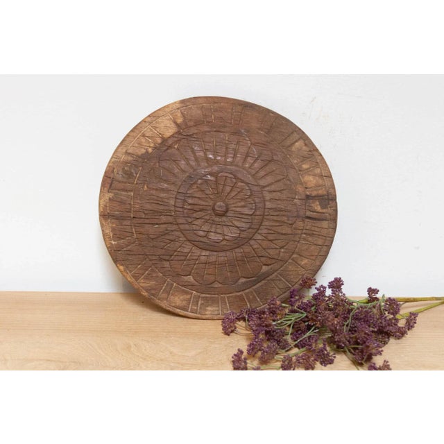 1960s Antique Floral Carved Plate For Sale - Image 5 of 5