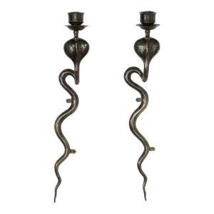 Vintage Pair of Anglo Indian Brass Snake or Cobra Wall Sconces