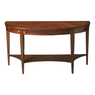 Astor Demilune Console Table, Medium Brown For Sale