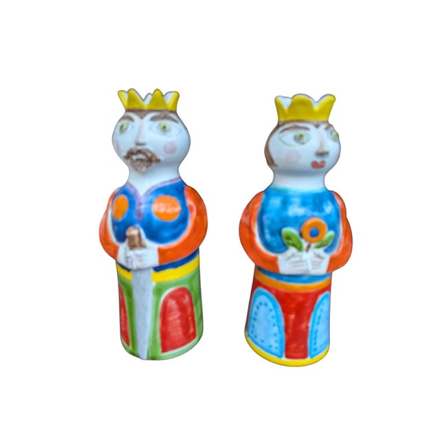 DeSimone 1980s Desimone Italian Ceramic King and Queen Candle Holders For Sale - Image 4 of 8