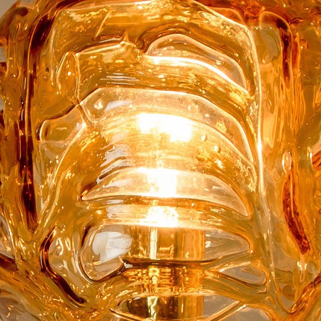 Murano Yellow Glass and Brass Wall Lights attributed to Doria Leuchten, 1960s, Set of 2 For Sale - Image 11 of 13