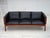 1960s, Danish design by H.J.Wegner. 3-seater sofa model CH 163. Original black leather, teak wood. Partially restored: new...