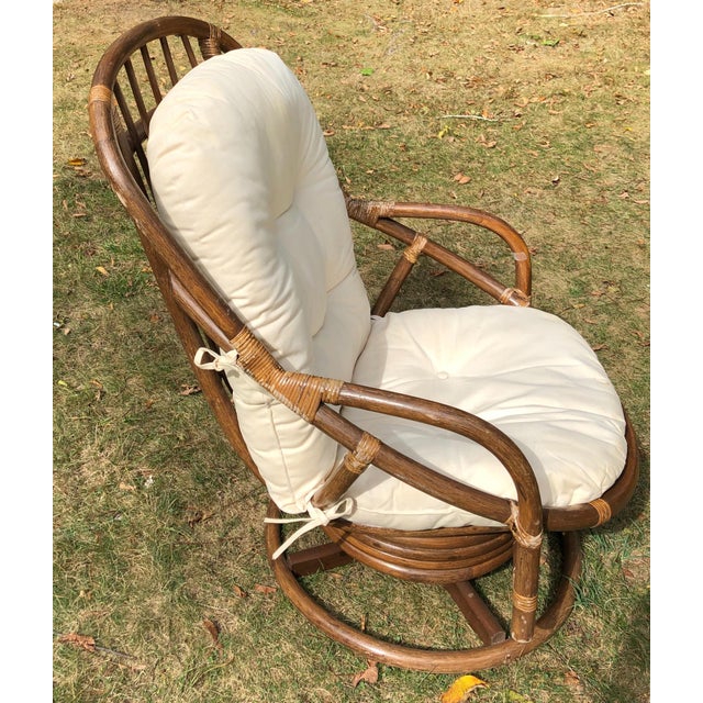 1960s Papasan Bamboo Chair With Cushions Chairish