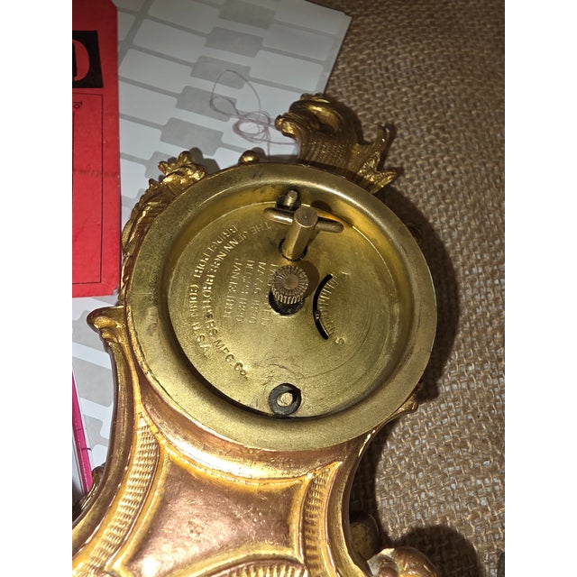 1940s French Style Clock With Gold Finish For Sale - Image 5 of 5