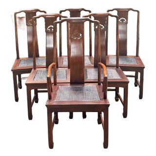 Vintage Henredon Ming Mahogany and Cane Dining Chairs - Set of 6 For Sale