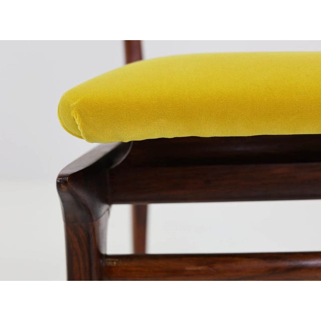 Santos Rosewood and Lemon Yellow Velvet Chairs by Carlo De Carli, Italy, 1950s, Set of 2 For Sale - Image 10 of 13