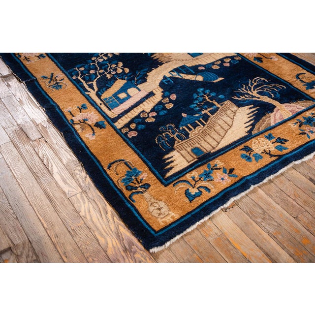 1920s Small Navy Scene Pictorial Vase Antique Chinese Peking Knotted Wool Rug For Sale In New York - Image 6 of 8