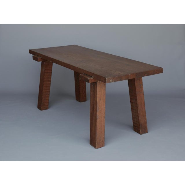 Brutalist French Peg Table in Oak, 1940s For Sale - Image 4 of 17