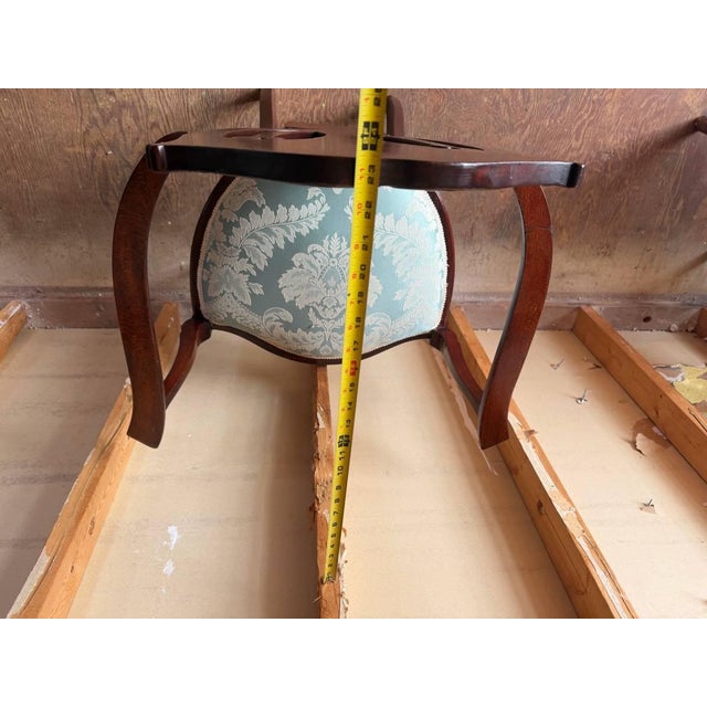 Wood Antique Art Nouveau Marquetry Mixed Wood Oak Open Armchair For Sale - Image 7 of 17