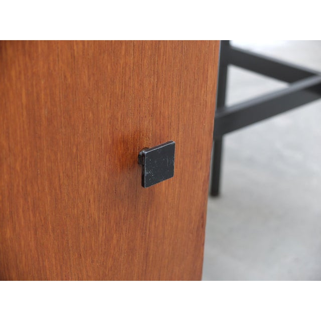 Vintage Freestanding Writing Desk in Teak and Black Metal by Pierre Guariche, 1960s For Sale - Image 9 of 14