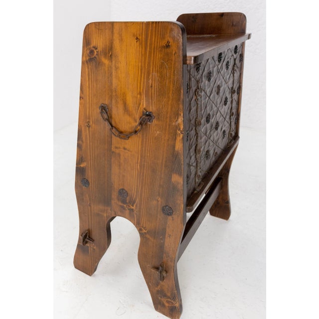 Bar Cocktail Cabinet in Pine and Wrought Iron, Spain, 1960s For Sale - Image 3 of 10