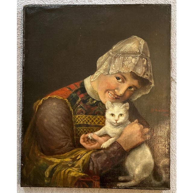 B. Hartman, Portrait Composition, 1907, Oil Painting on Canvas, Framed For Sale - Image 4 of 8