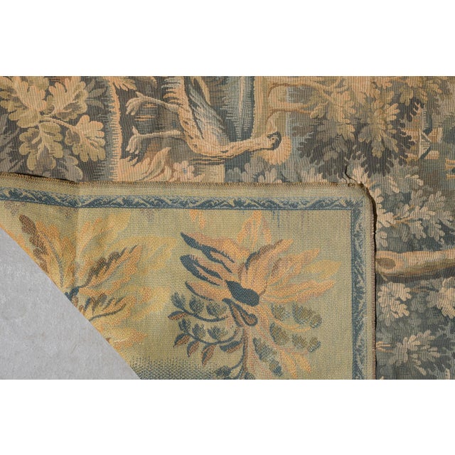 French Verdure Tapestry, Woodland Landscape With Birds and Distant Château For Sale In Nashville - Image 6 of 6