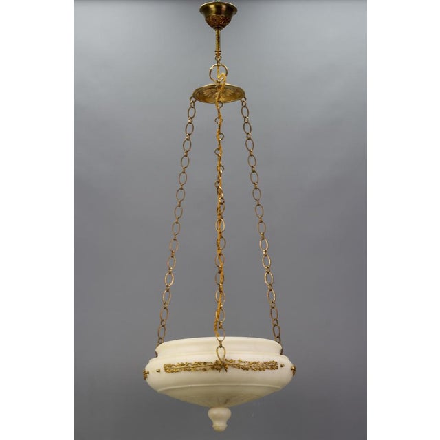 French Neoclassical Style White Alabaster, Gilt Bronze and Brass Pendant Light, 1890s For Sale - Image 10 of 18