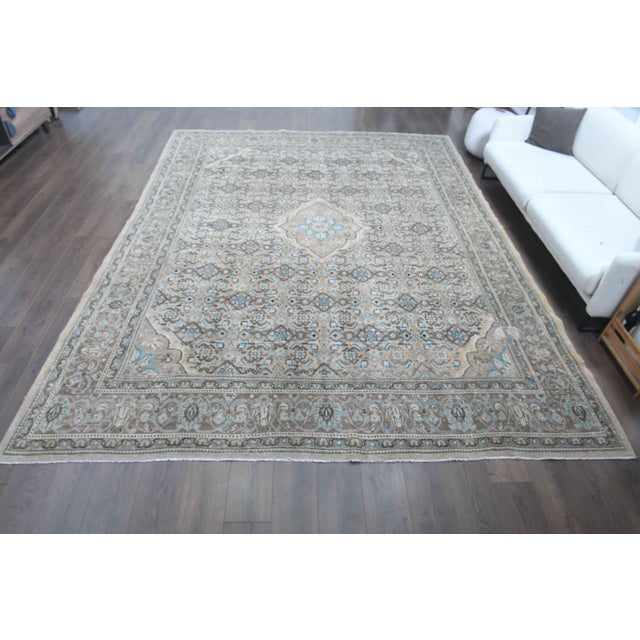 Persian 1970s Vintage Persian Handmade Wool Cotton Light Brown Area Rug For Sale - Image 3 of 11