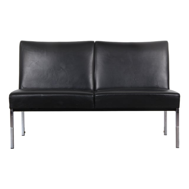 Black Faux Leather and Chrome-Plated Frame Sofa from Wilkhahn, 1970s For Sale