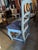 Vintage Sky Blue French Provincial Ladderback Side Chair – Carved Crest & Cabriole Legs For Sale - Image 4 of 8