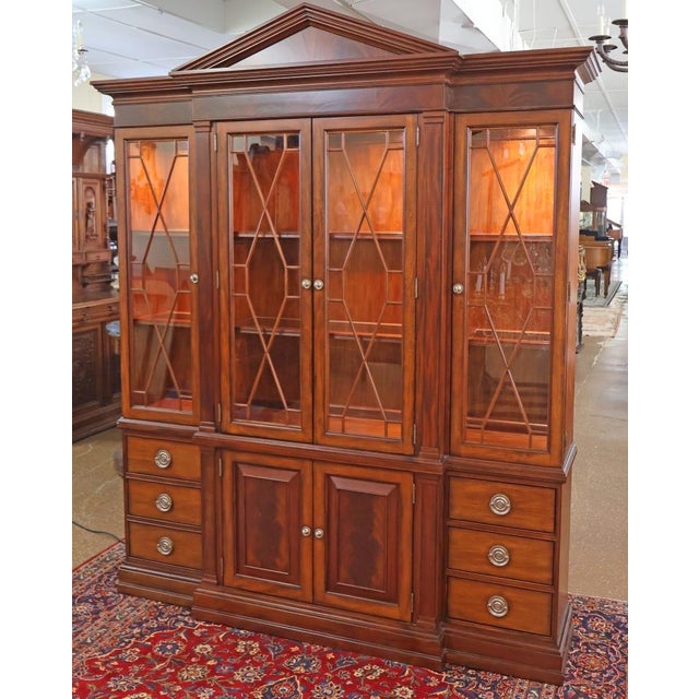 Ethan Allen Newport Collection Mahogany Bookcase China Cabinet Breakfront Dimensions : 93" Tall X 76.5" Wide x 16.25" Deep...