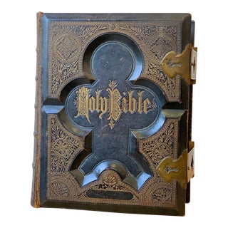 Antique Giant W. L. Richardson + Co. Leather Bound Family Bible, Circa 1876 For Sale