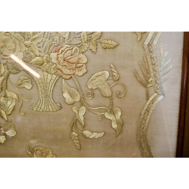 Victorian Hand Embroidered Silk and Mahogany Fire Screen, 1880s For Sale - Image 6 of 8